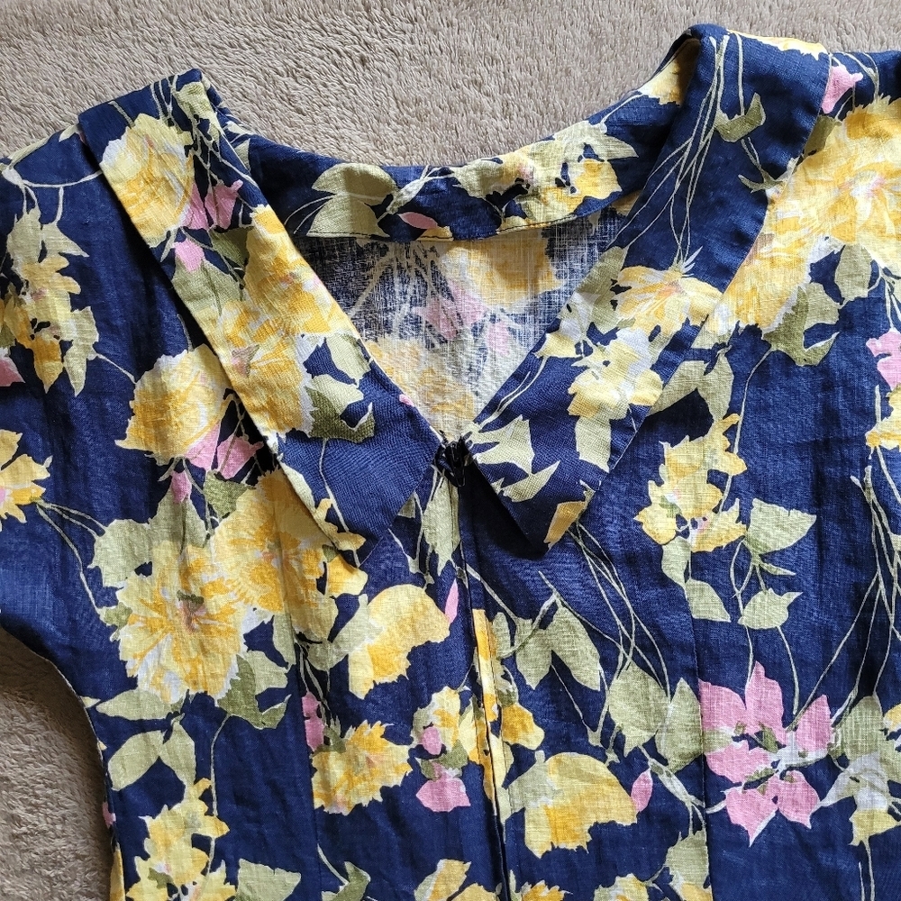 Maggy London by Jeannene Booher drop waist linen floral dress size 8 - Picture 10 of 14